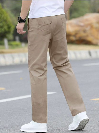 Khaki Loose Fit Men's Straight-Leg Pants