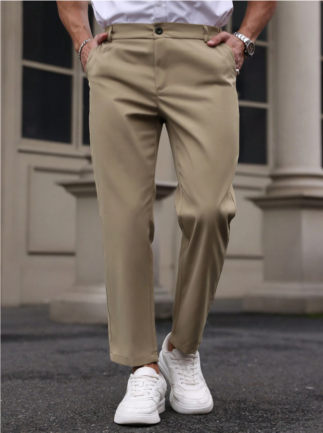 Apricot Solid Color Loose Fit Pant