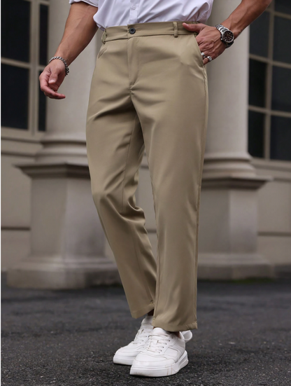 Apricot Solid Color Loose Fit Pant