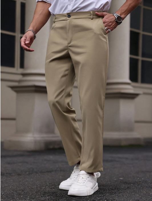 Apricot Solid Color Loose Fit Pant