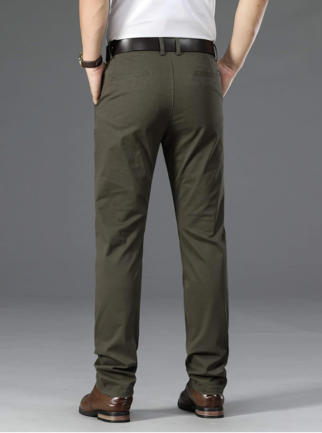 Army Green Casual Regular Fit Tapered Suit Pants