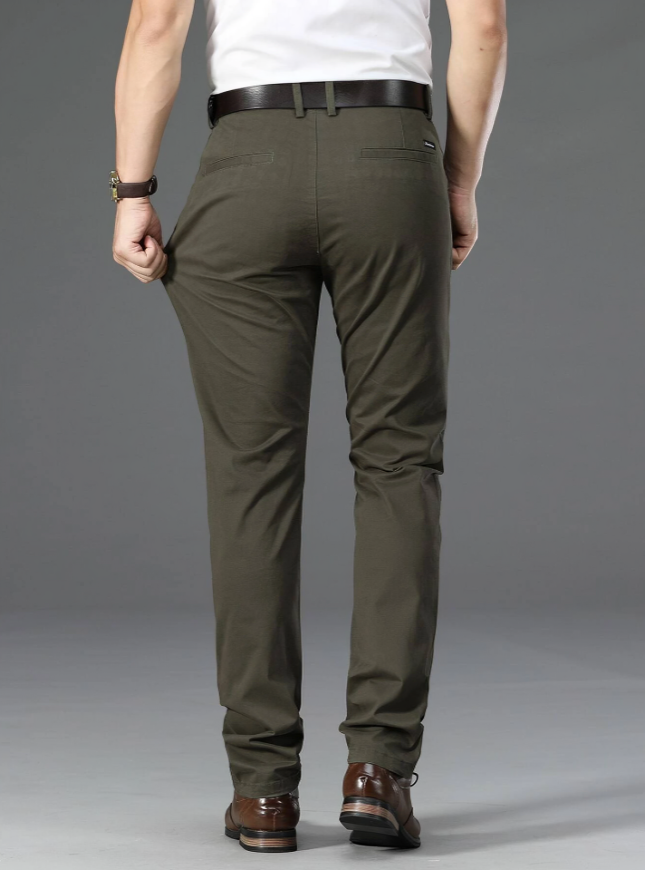 Army Green Casual Regular Fit Tapered Suit Pants