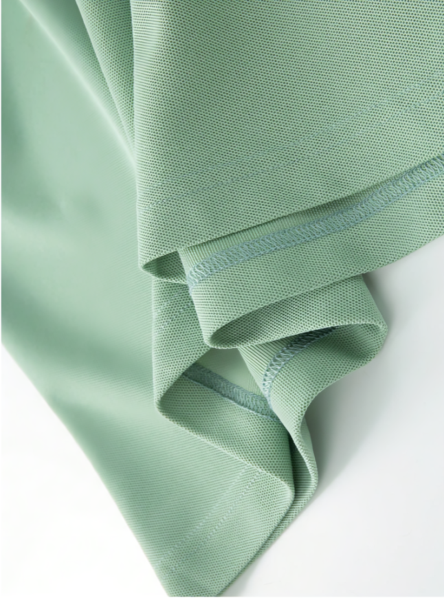 Green Contrast Detail Half-Button Polo Shirt,