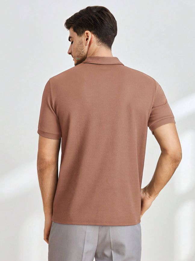 Brown Short-Sleeve Knit Polo