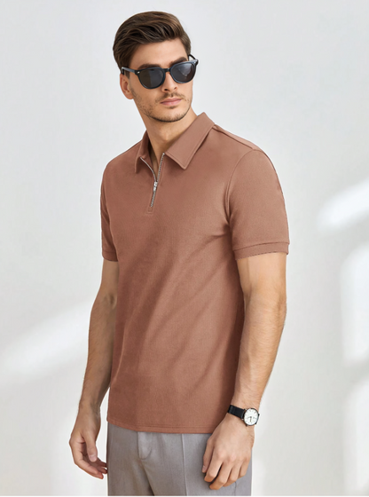 Brown Short-Sleeve Knit Polo