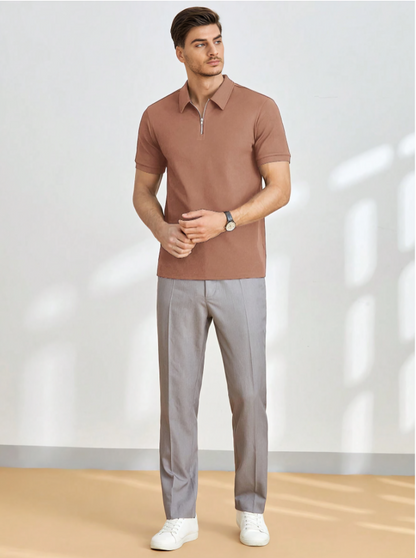 Brown Short-Sleeve Knit Polo