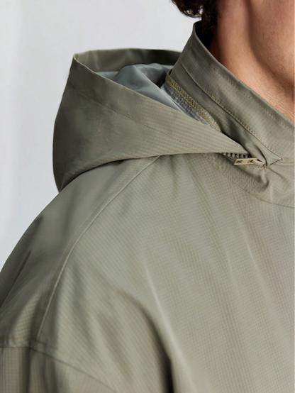 Gray Green Men's Single Breasted Hooded Jacket