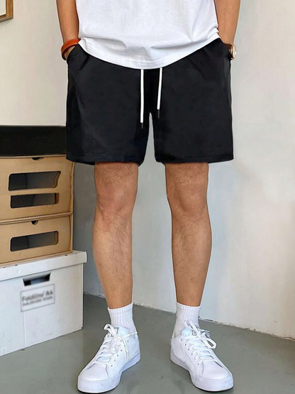 Black Relaxed Fit Drawstring Shorts