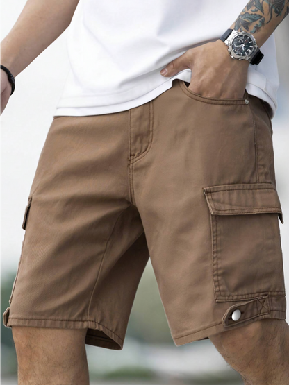 Rust Brown Cargo Denim Shorts