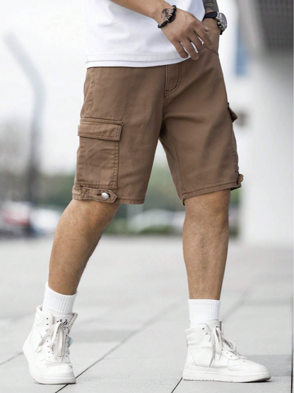 Rust Brown Cargo Denim Shorts