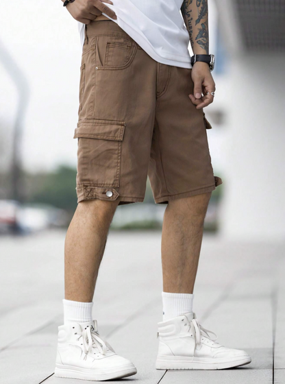 Rust Brown Cargo Denim Shorts