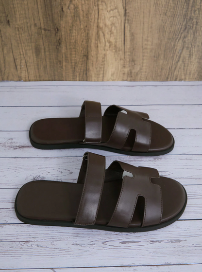 Coffee Brown Men’s Luxury Slide Sandals