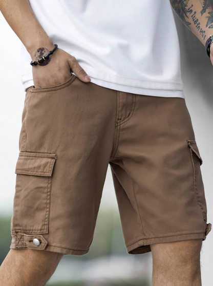 Rust Brown Cargo Denim Shorts