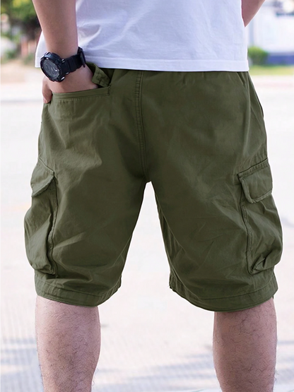 Army Green Relaxed Cargo Shorts