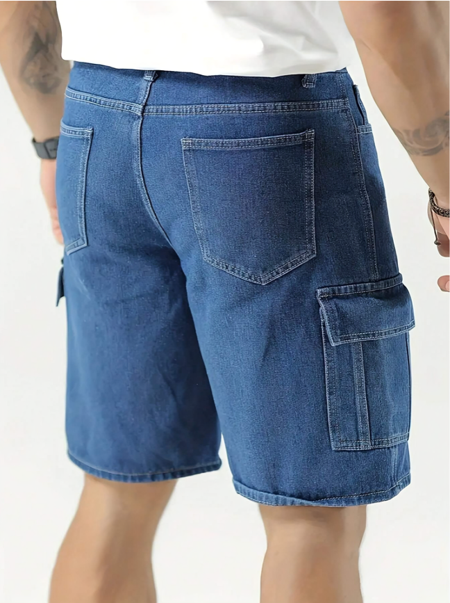 Navy Blue Men's  Casual Denim Shorts