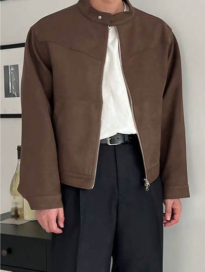 Brown Men's Simple Casual Jacket