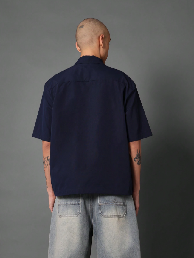 Blue Boxy Fit Short Sleeve Shirt