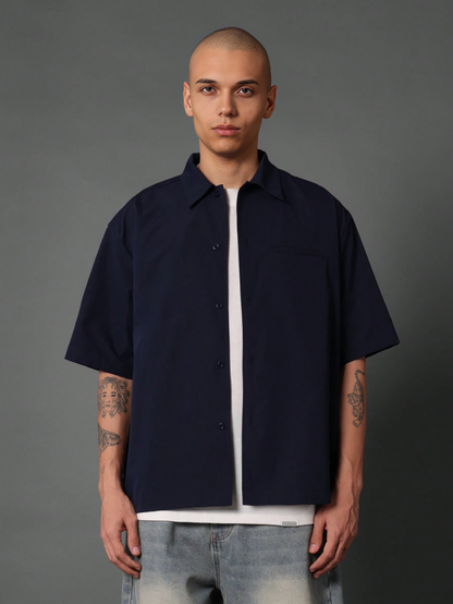 Blue Boxy Fit Short Sleeve Shirt