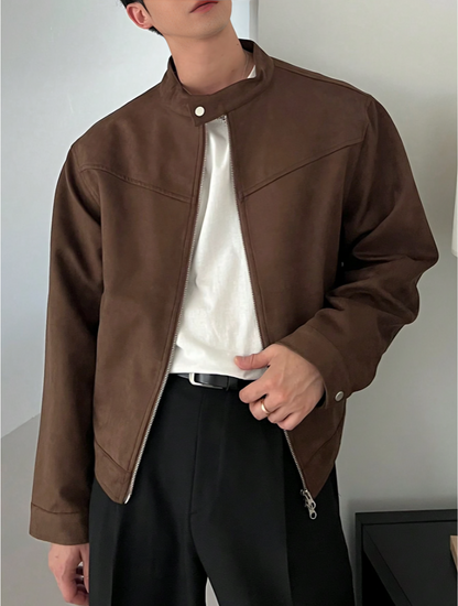 Brown Men's Simple Casual Jacket