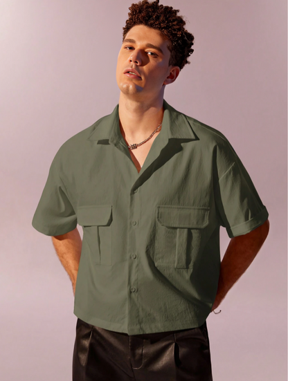 Army Green Loose Fit Shirt