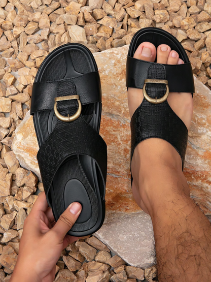 Black Retro Casual Slide Sandals