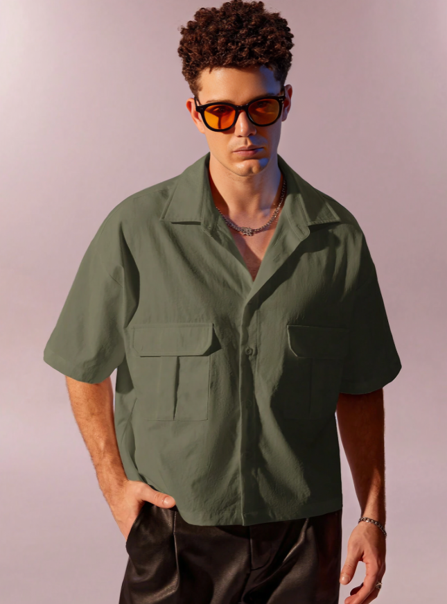 Army Green Loose Fit Shirt