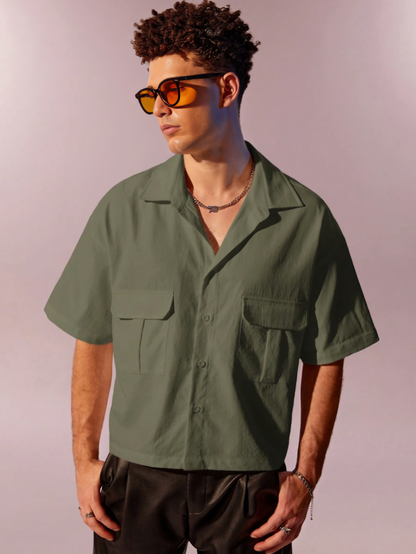 Army Green Loose Fit Shirt