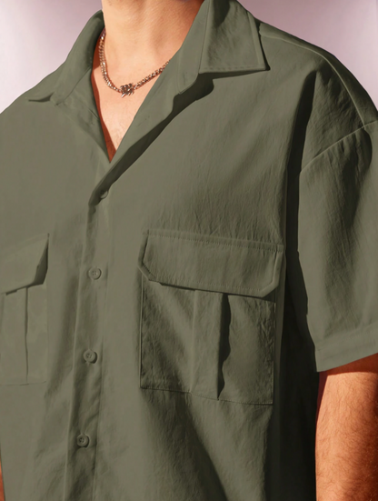 Army Green Loose Fit Shirt