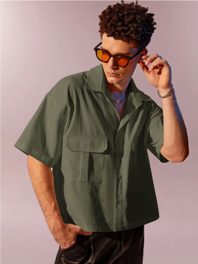 Army Green Loose Fit Shirt