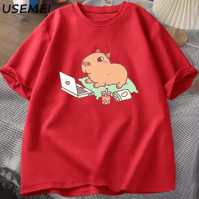 "Tech-Savvy Capybara" Men's Oversized Cotton T-Shirt