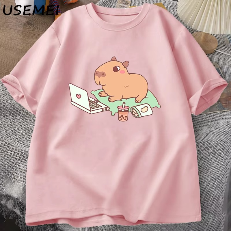 "Tech-Savvy Capybara" Men's Oversized Cotton T-Shirt