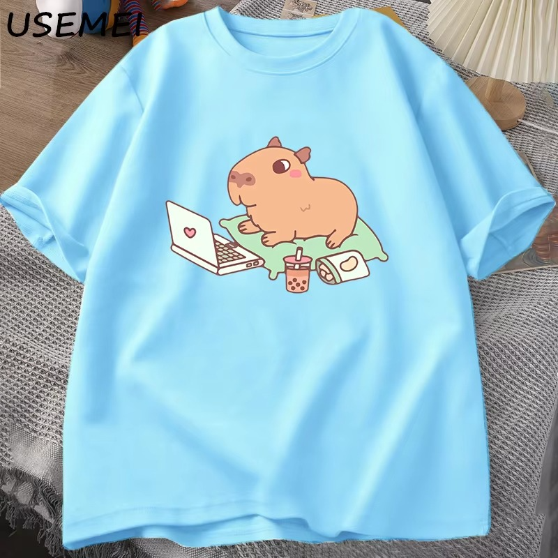 "Tech-Savvy Capybara" Men's Oversized Cotton T-Shirt