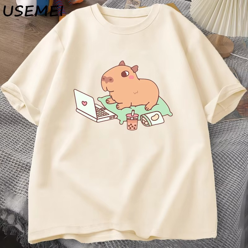 "Tech-Savvy Capybara" Men's Oversized Cotton T-Shirt